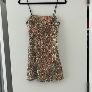 Urban Outfitters Kyle Holographic Sequin Mini Dress Women’s Medium New Years Eve